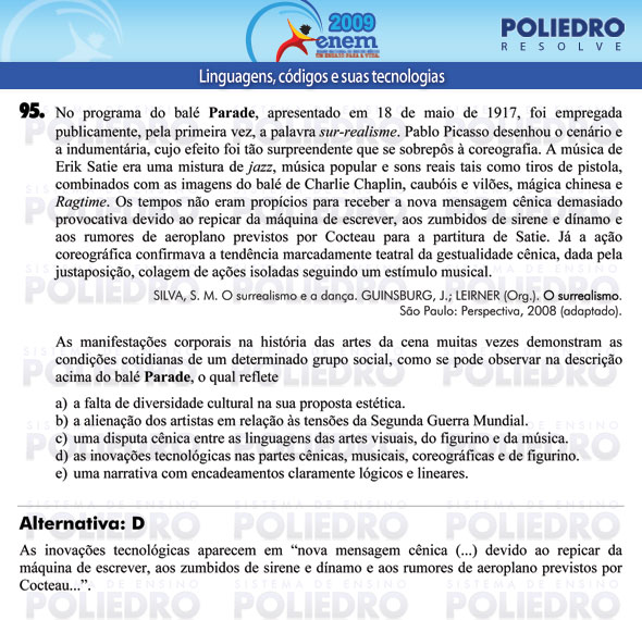Questão 95 - Prova - ENEM 2009