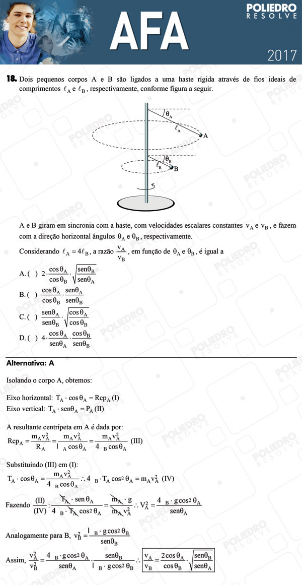 Questão 18 - Prova Modelo B - AFA 2017