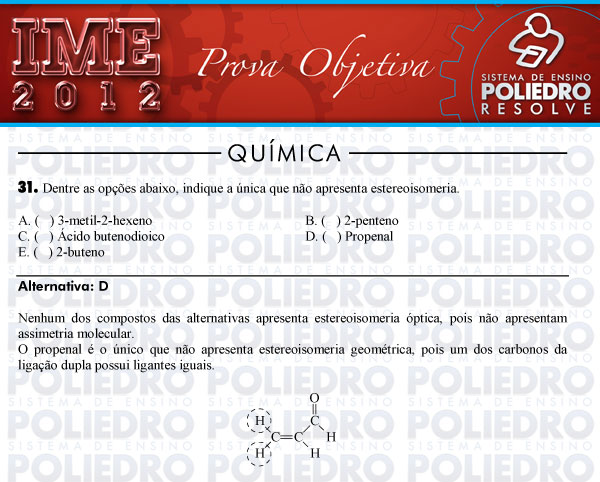 Questão 31 - Objetiva - IME 2012