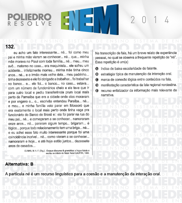 Questão 132 - Domingo (Prova Cinza) - ENEM 2014