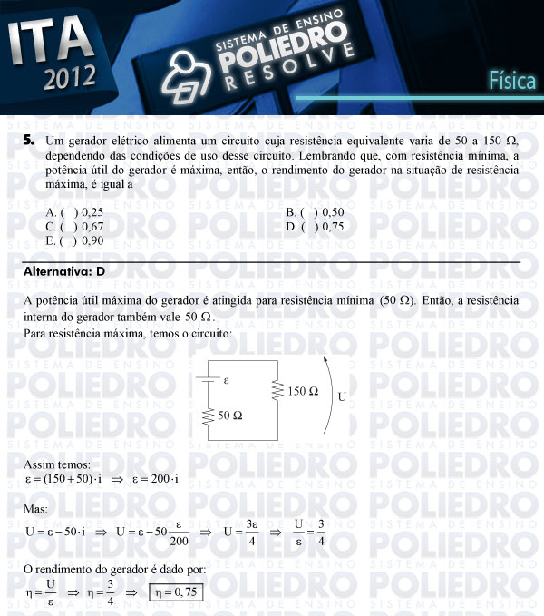 Questão 5 - Física - ITA 2012