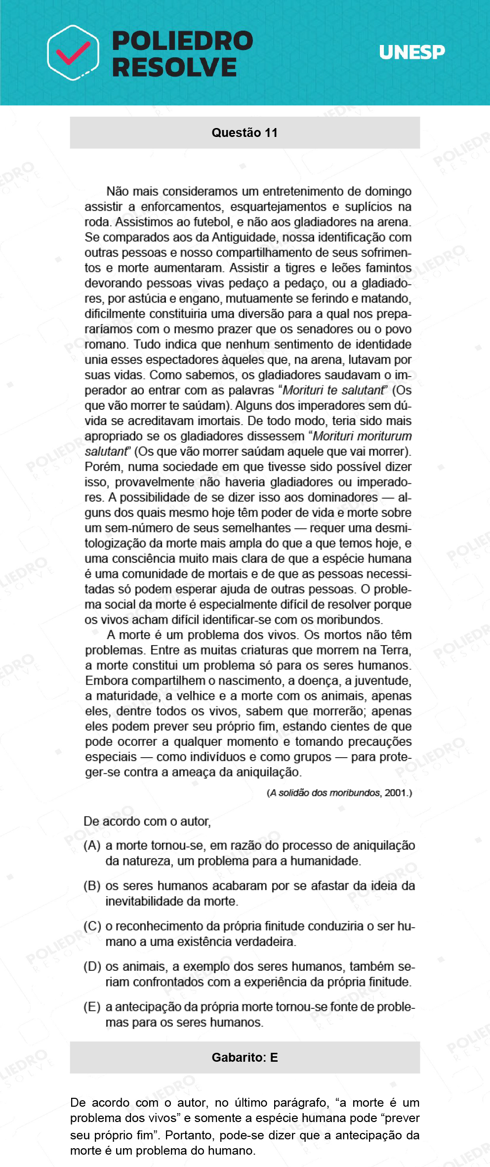 Questão 11 - 1ª Fase - Ext / Hum - UNESP 2022