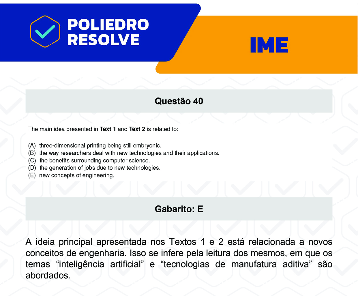 Questão 40 - 2ª Fase - Português/Inglês - IME 2023