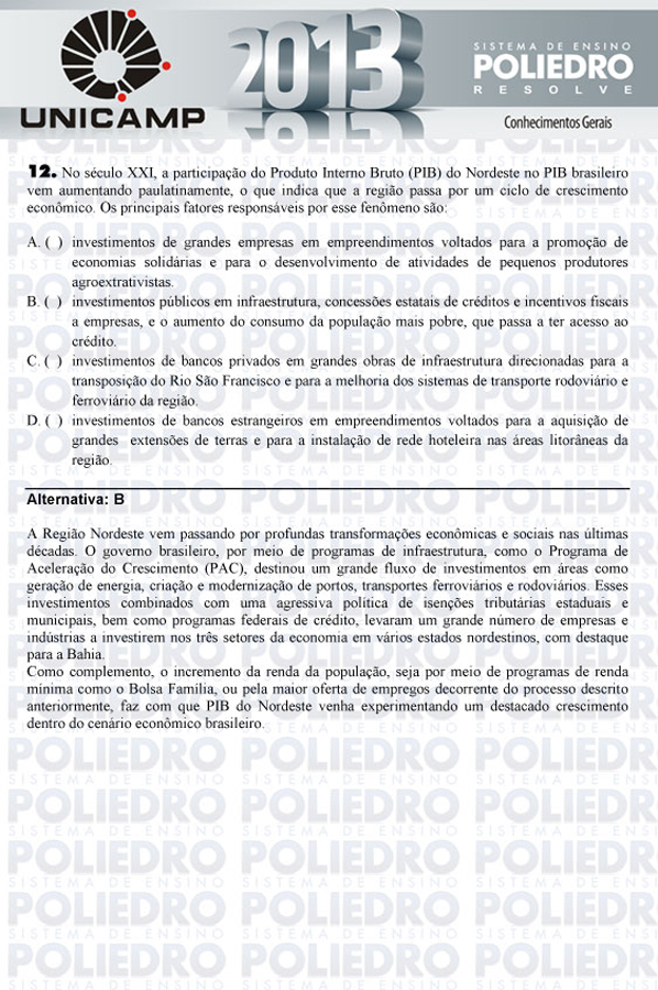 Questão 12 - 1ª Fase - UNICAMP 2013