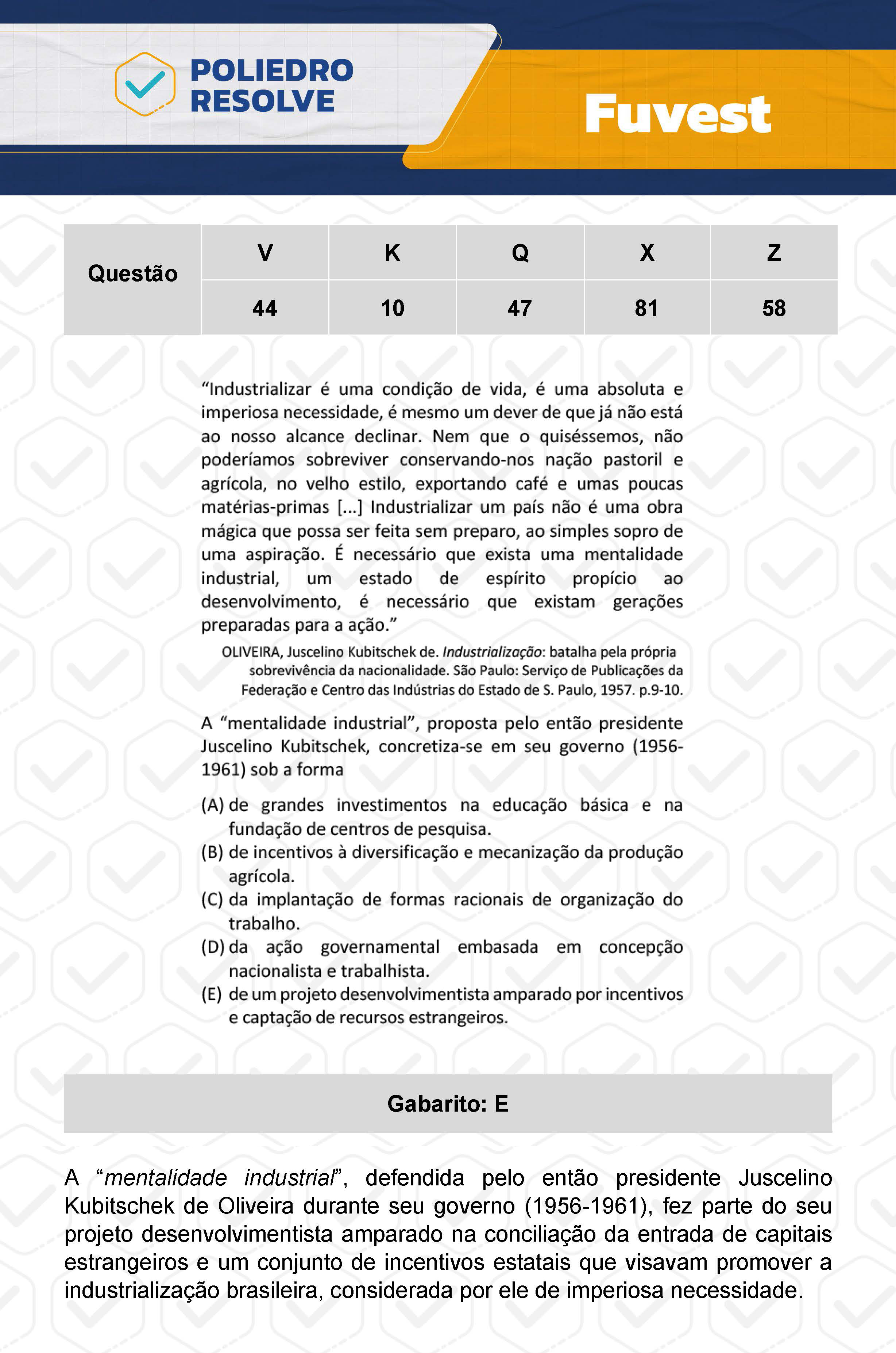 Questão 44 - 1ª Fase  - Prova V - FUVEST 2024