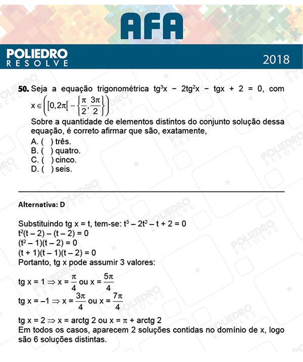 Questão 50 - Prova Modelo B - AFA 2019