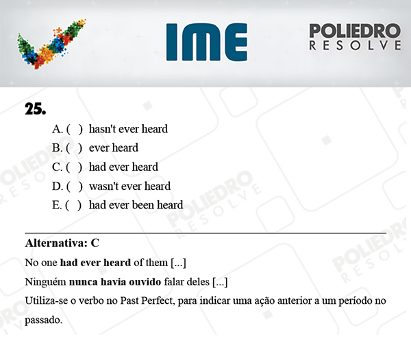 Questão 25 - Português / Inglês - IME 2018