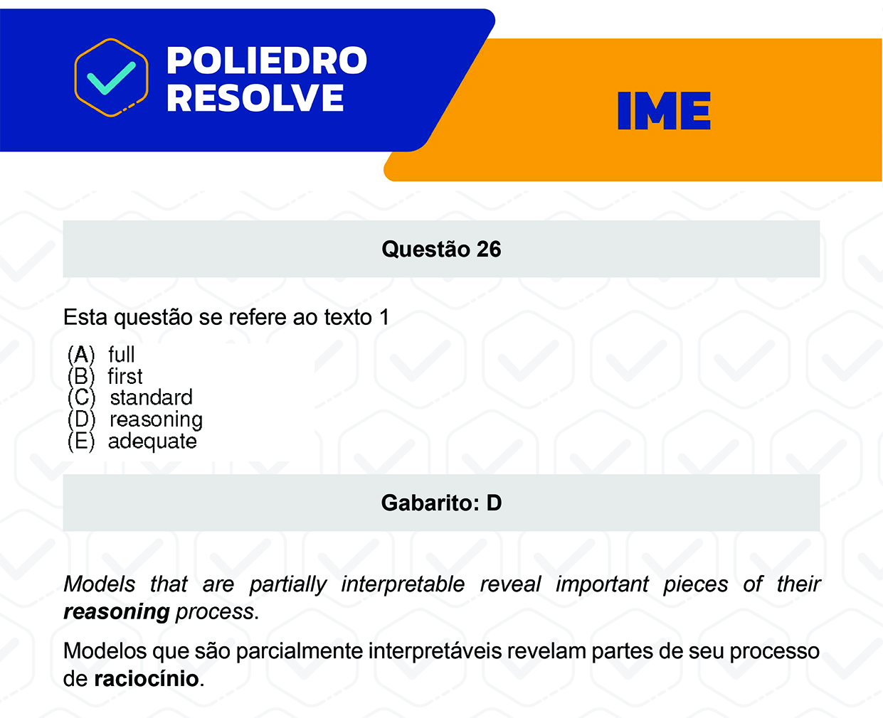 Questão 26 - 2ª Fase - Português/Inglês - IME 2023