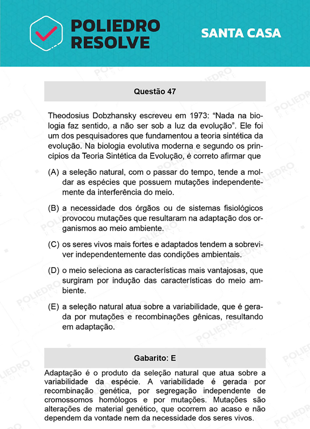 Questão 47 - 1º Dia - SANTA CASA 2022