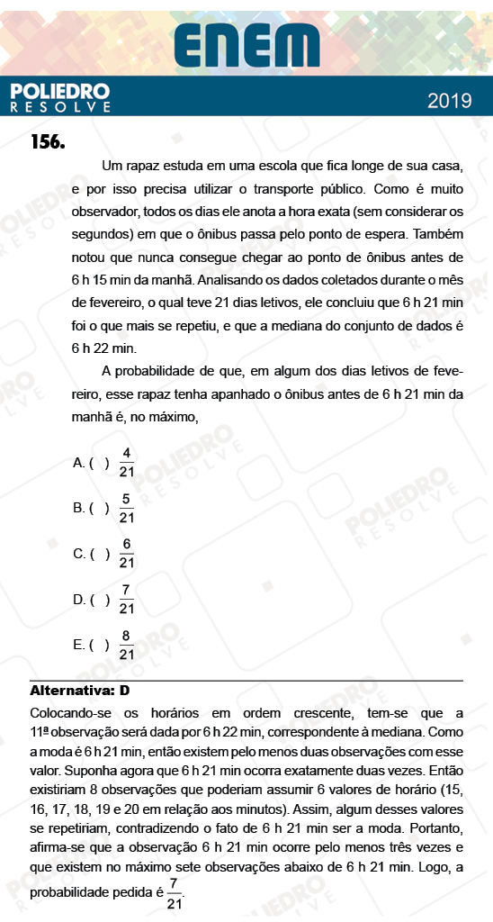 Questão 156 - 2º Dia - Prova AZUL - ENEM 2018