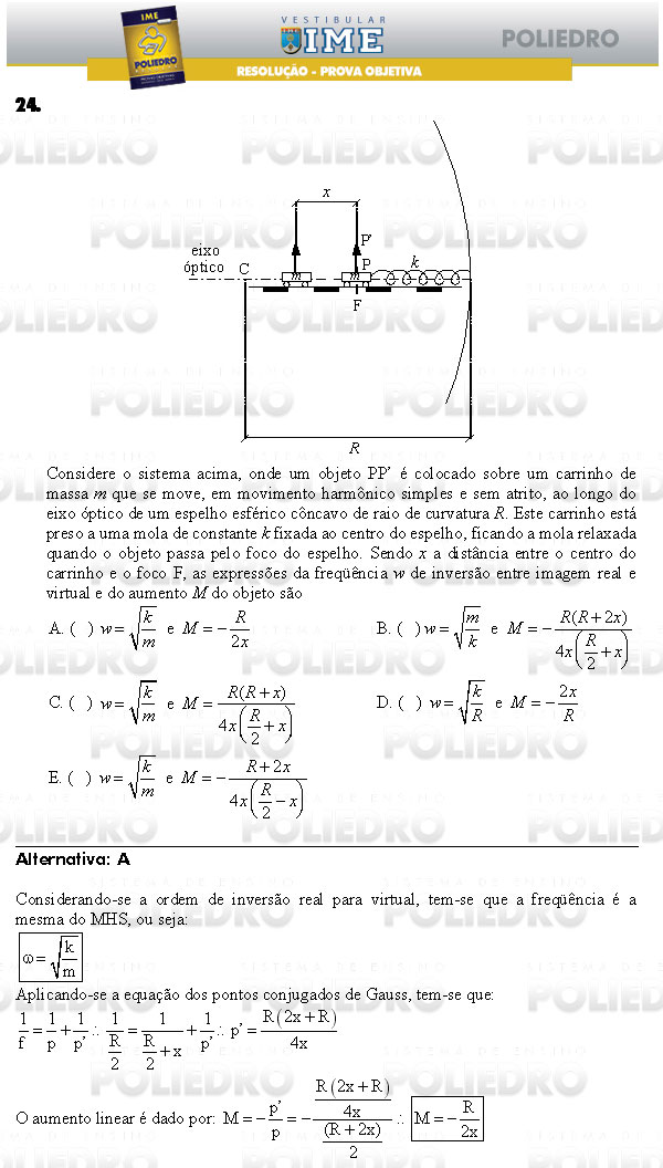 Questão 24 - Objetiva - IME 2009