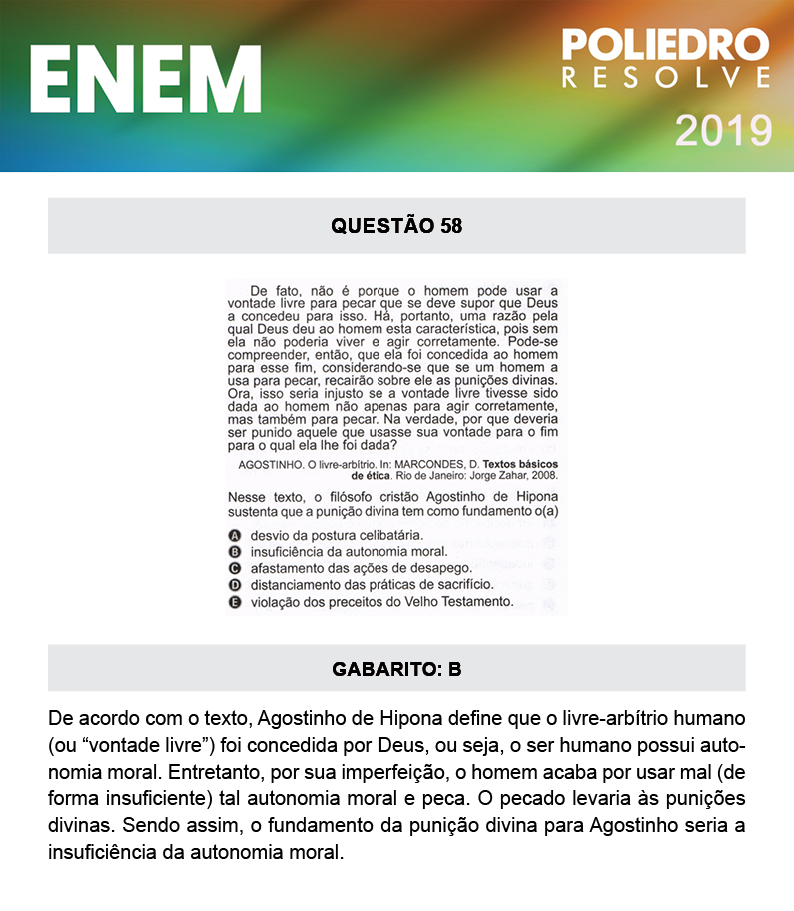 Questão 58 - 1º DIA - PROVA AZUL - ENEM 2019