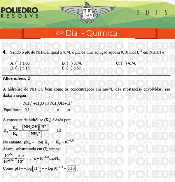 Questão 4 - Química - ITA 2015