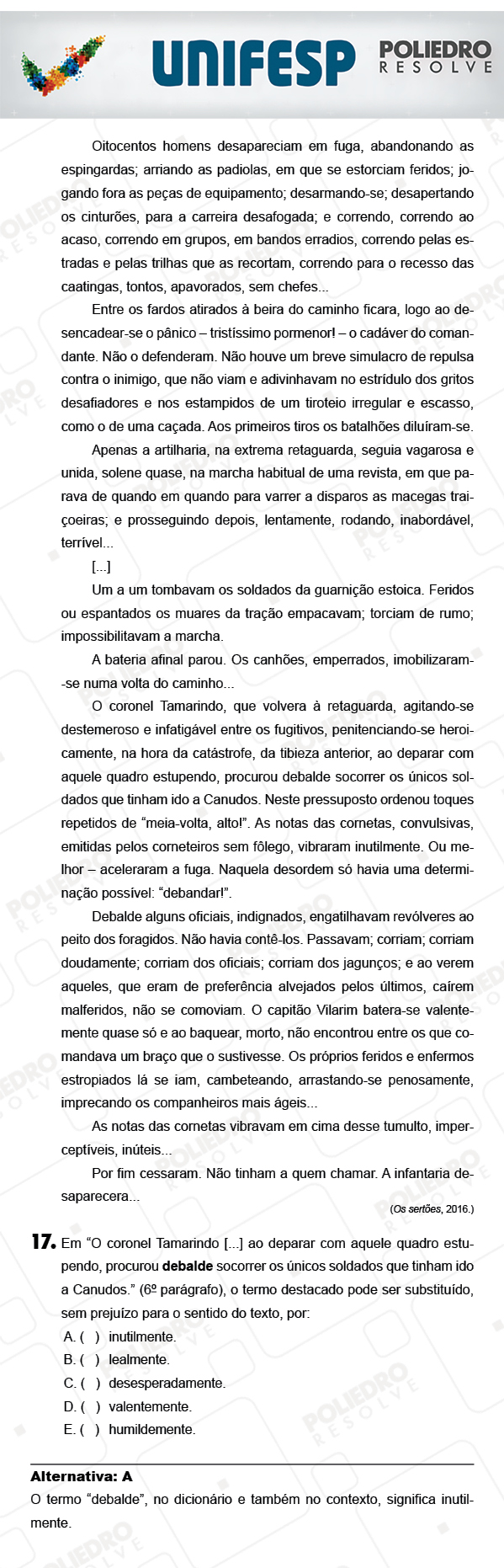 Questão 17 - 1º Dia - UNIFESP 2018