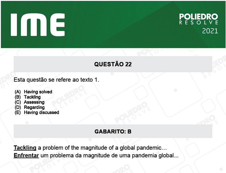 Questão 22 - 2ª Fase - Português/Inglês - IME 2021