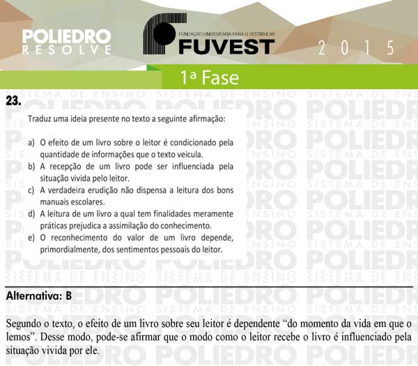 Questão 23 - 1ª Fase - FUVEST 2015