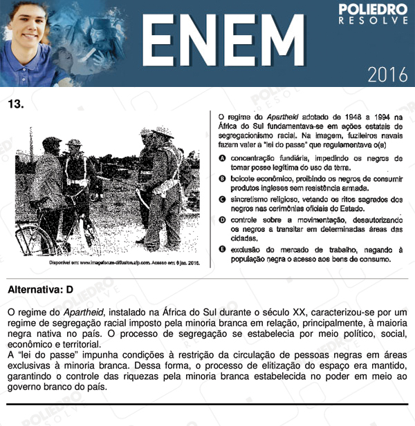 Questão 13 - 1º Dia (PROVA ROSA) - ENEM 2016