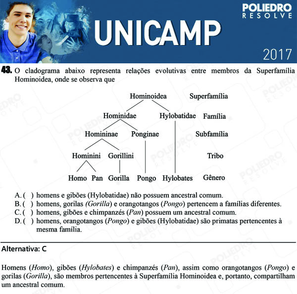 Questão 43 - 1ª Fase - UNICAMP 2017