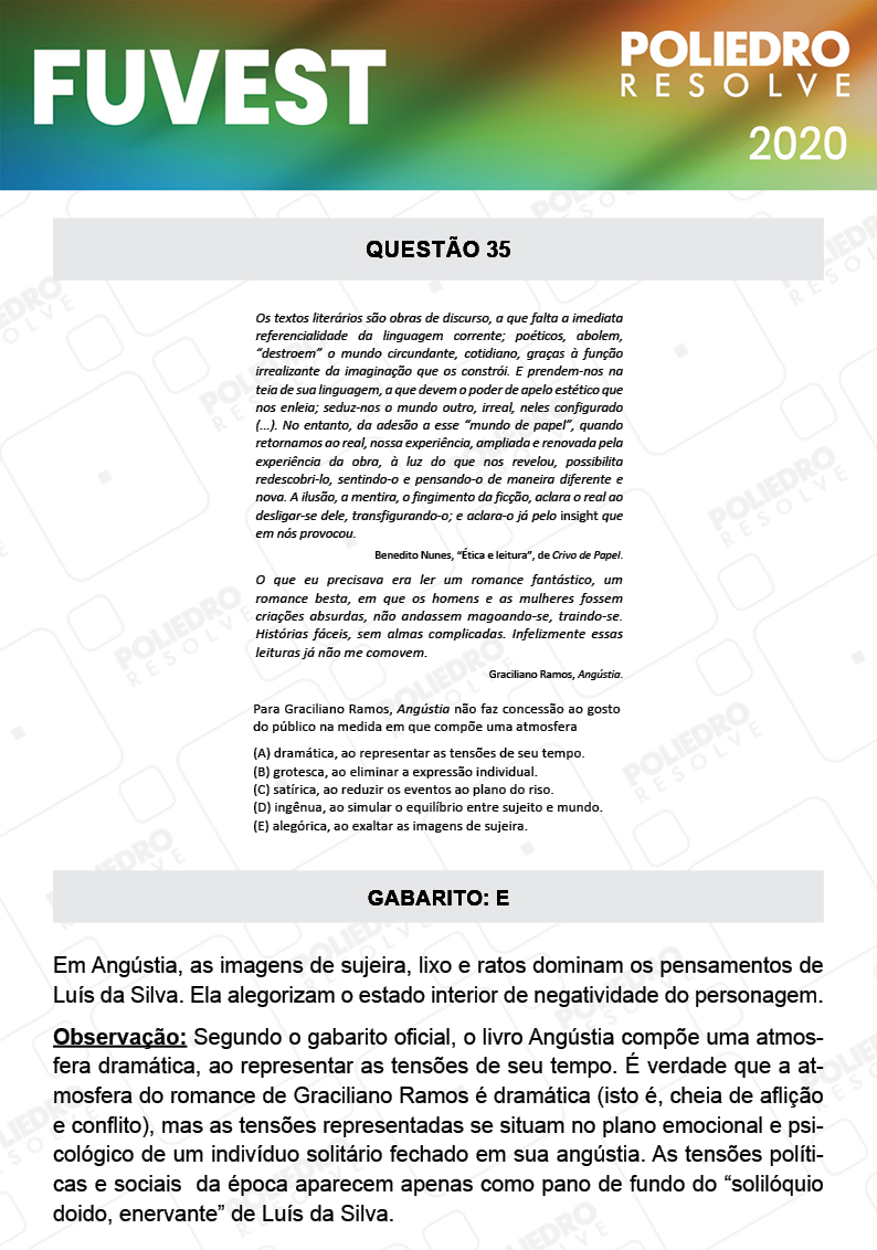 Questão 35 - 1ª Fase - Prova V - FUVEST 2020