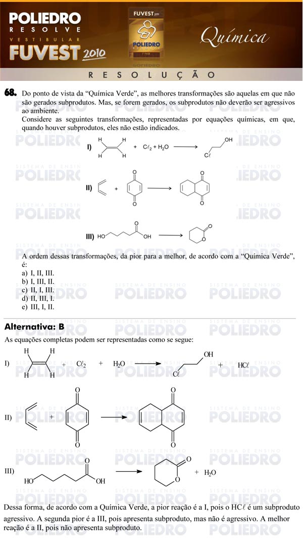 Questão 68 - 1ª Fase - FUVEST 2010