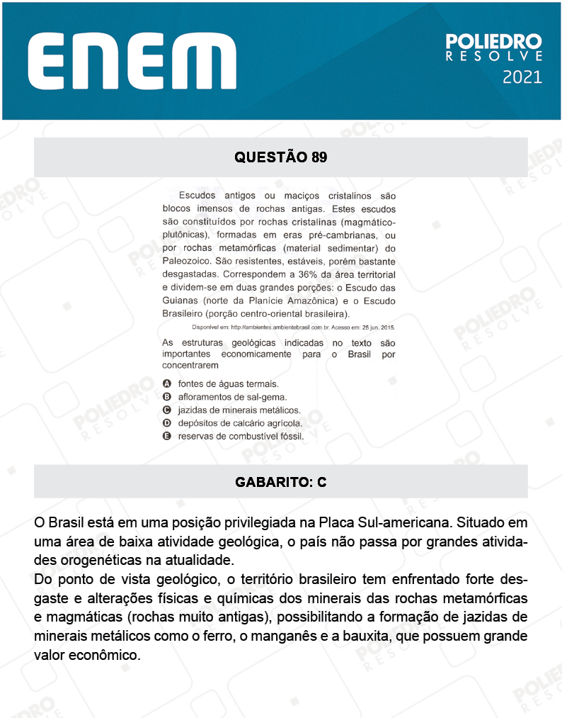 Questão 89 - 1º DIA - Prova Amarela - ENEM 2020