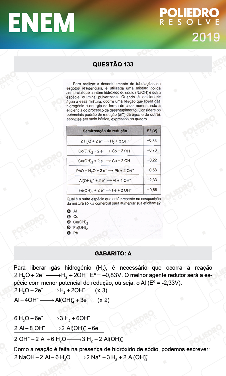 Questão 133 - 2º DIA - PROVA CINZA - ENEM 2019