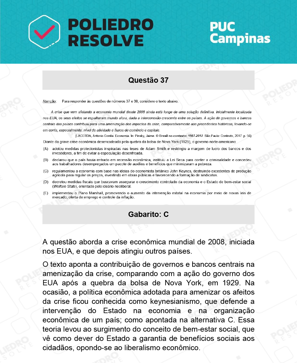 Questão 37 - Demais cursos - PUC-Campinas 2022