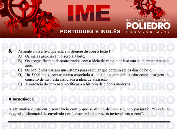 Questão 6 - Português e Inglês - IME 2013