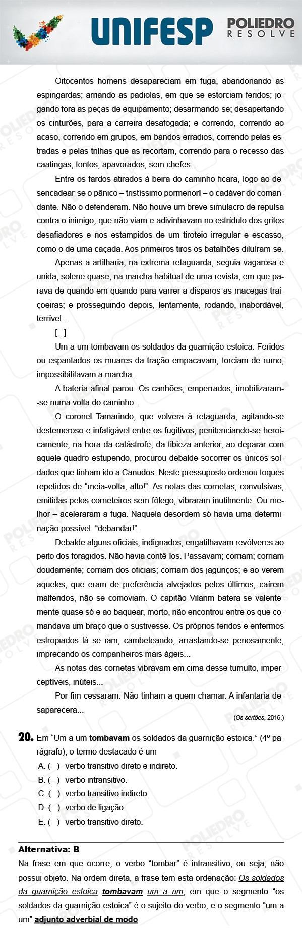 Questão 20 - 1º Dia - UNIFESP 2018