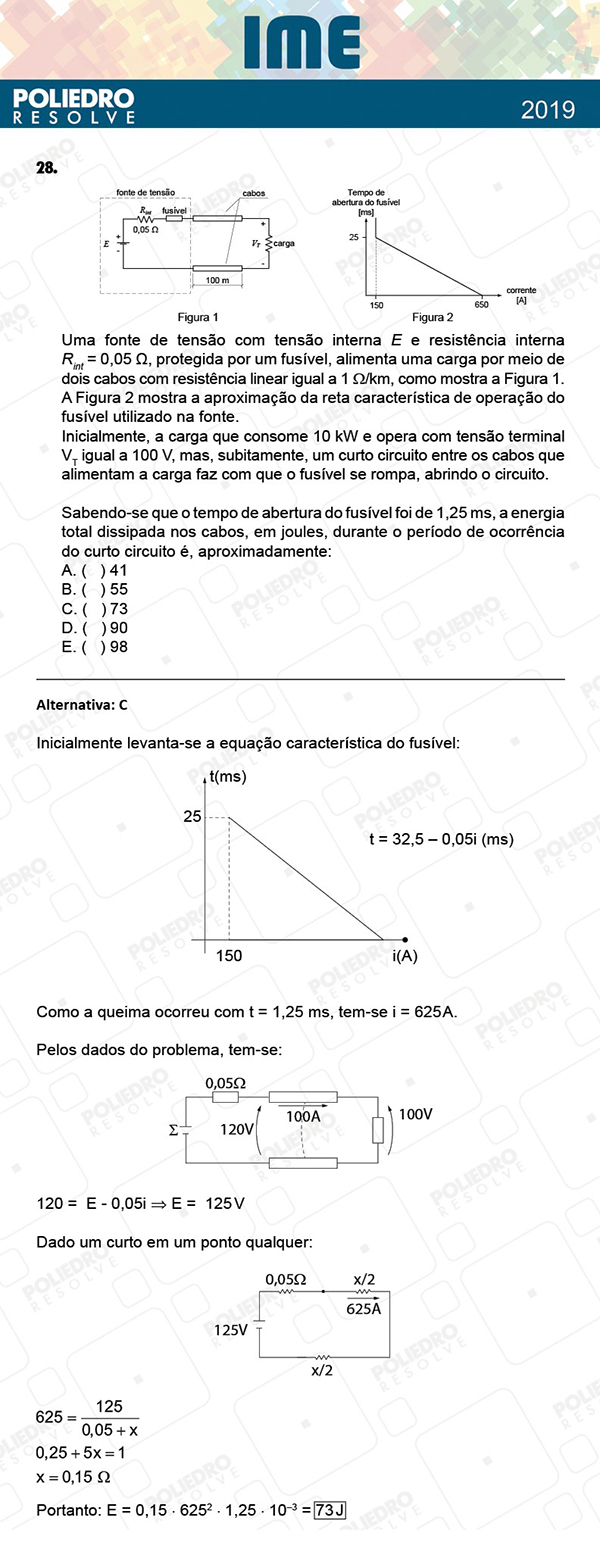 Questão 28 - 1ª Fase - IME 2019