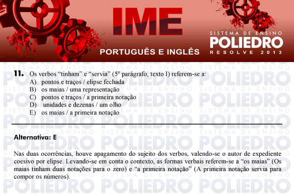 Questão 11 - Português e Inglês - IME 2013