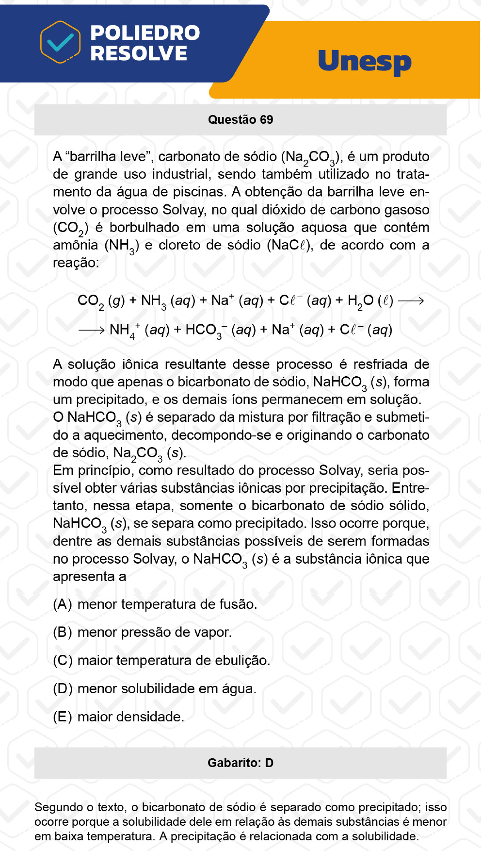 Questão 69 - 1ª Fase - UNESP 2023