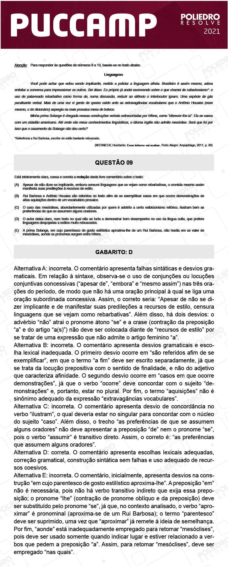 Questão 9 - Direito - PUC-Campinas 2021