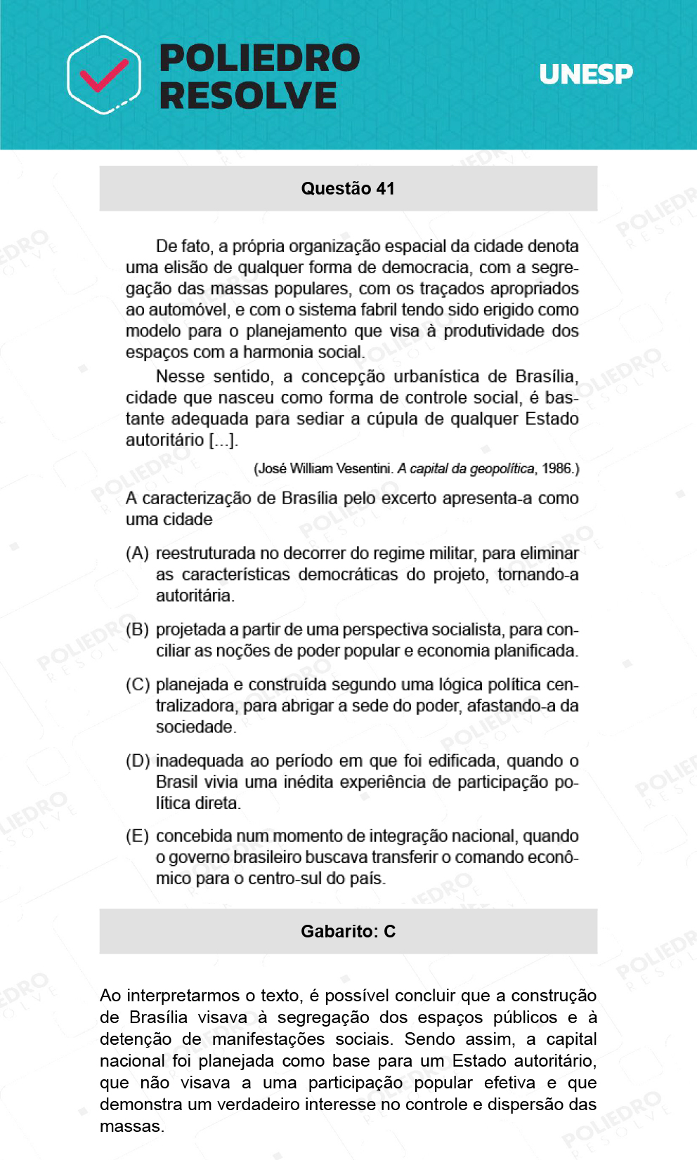 Questão 41 - 1ª Fase - Ext / Hum - UNESP 2022