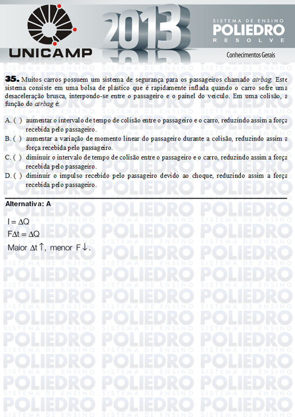 Questão 35 - 1ª Fase - UNICAMP 2013