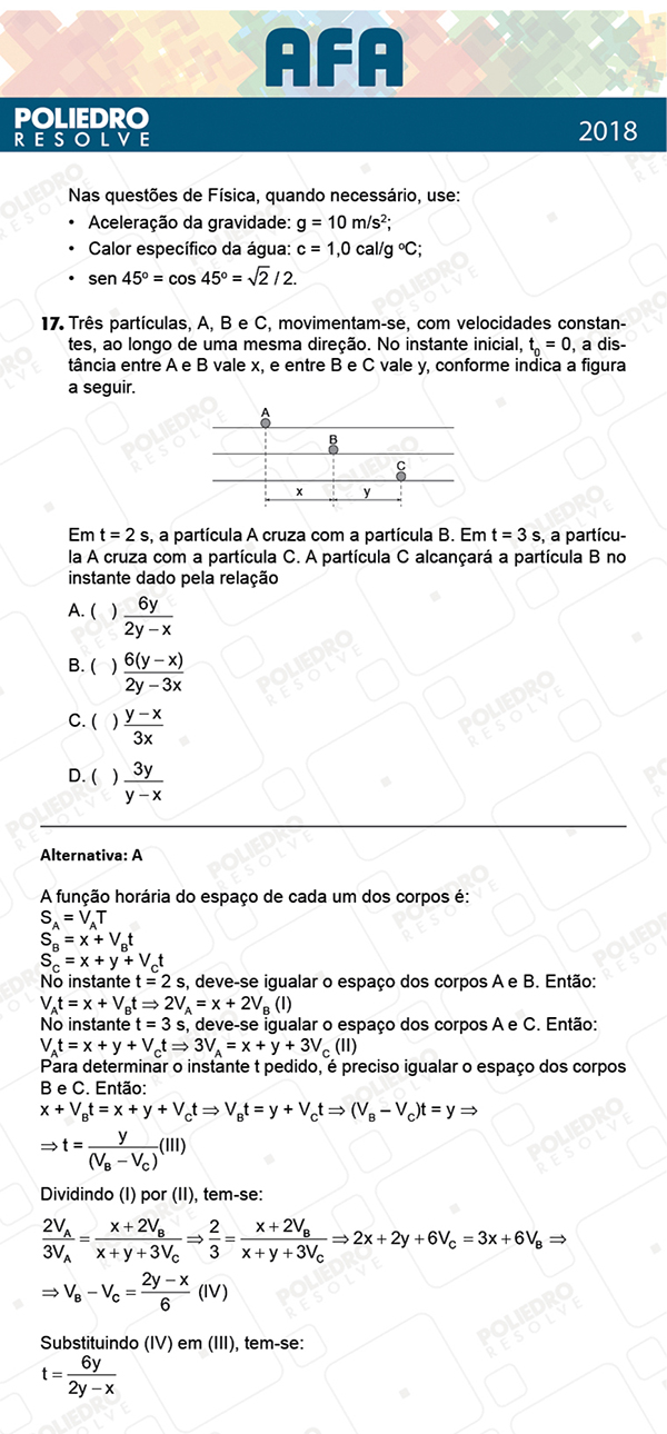 Questão 17 - Prova Modelo B - AFA 2019