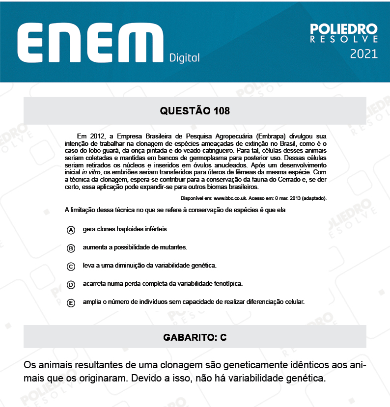 Questão 108 - 2º Dia - Prova Amarela - ENEM DIGITAL 2020