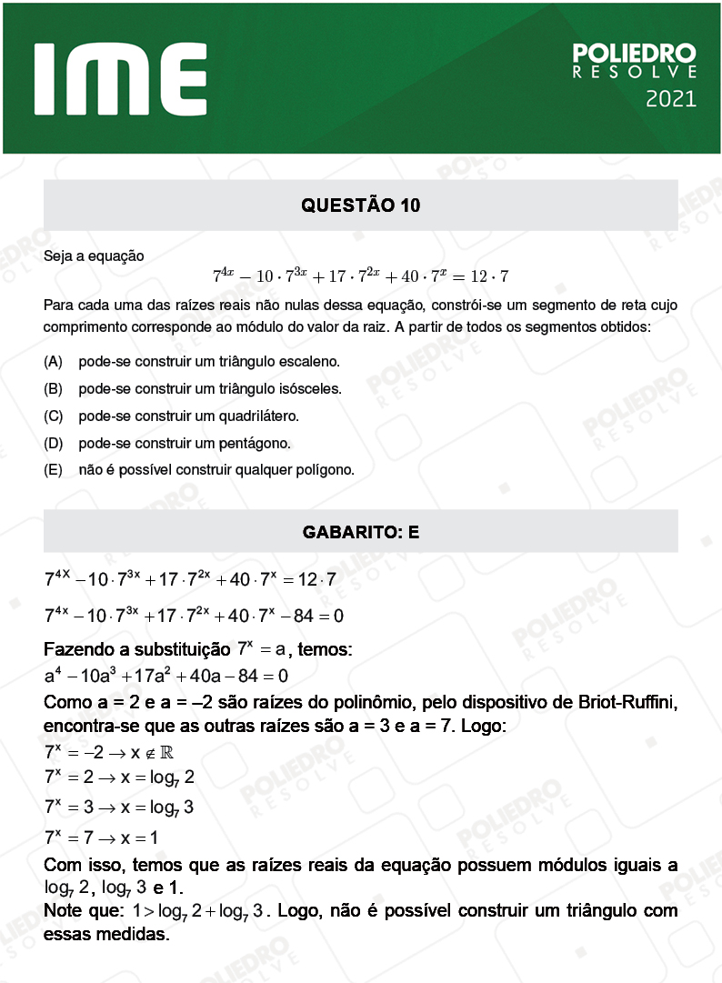 Questão 10 - 1ª FASE - IME 2021