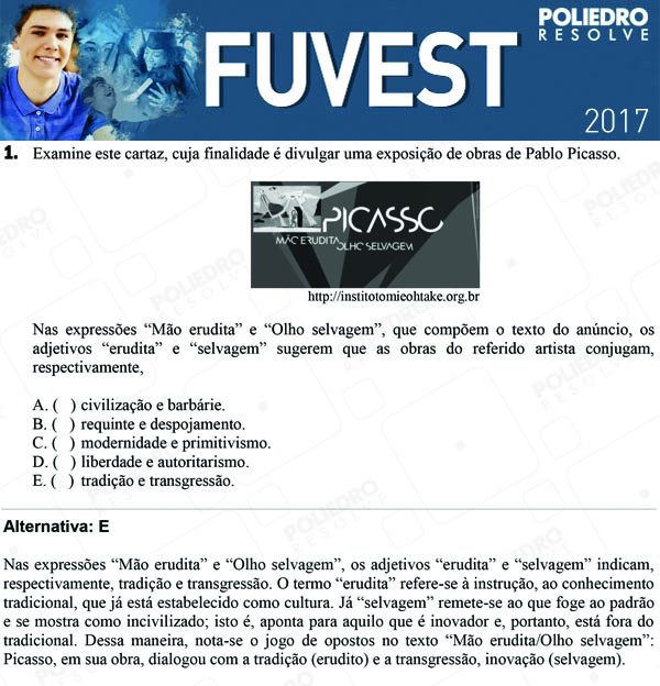 Questão 1 - 1ª Fase - FUVEST 2017