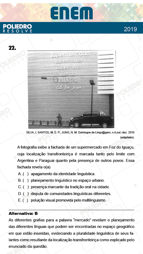 Questão 22 - 1º Dia - Prova AZUL - ENEM 2018