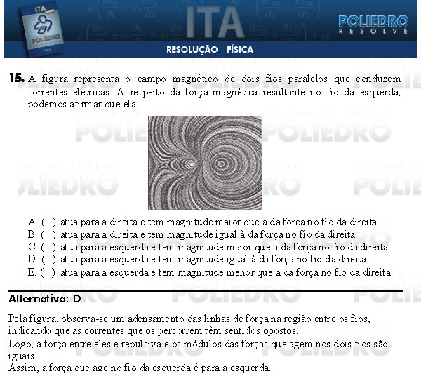 Questão 15 - Física - ITA 2009