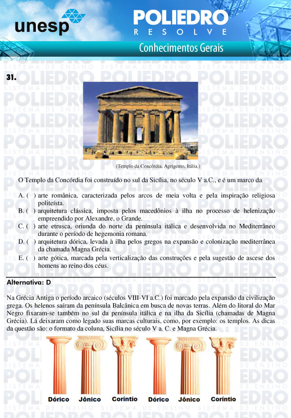 Questão 31 - 1ª Fase - UNESP 2011