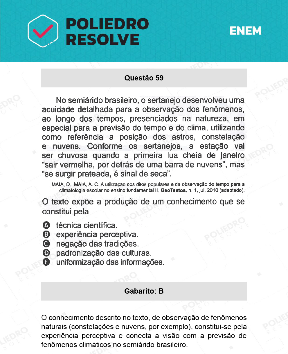 Questão 59 - 1º Dia - Prova Azul - ENEM 2021