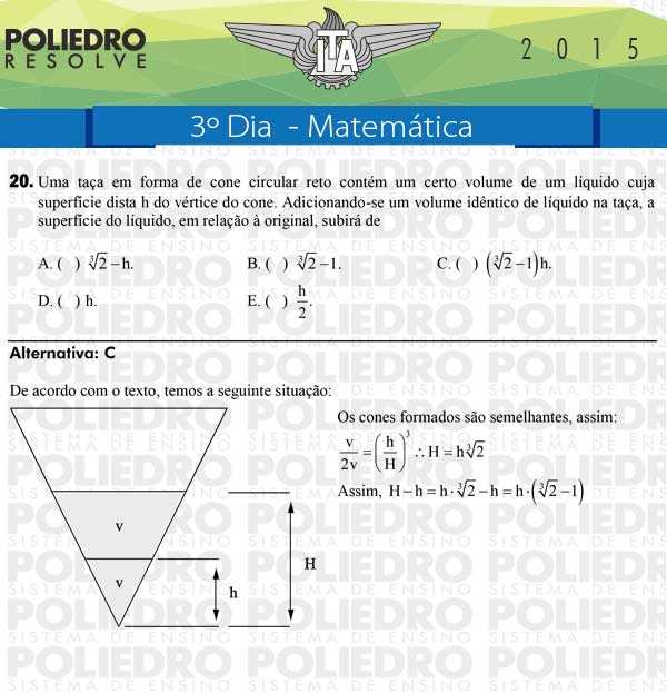 Questão 20 - Matemática - ITA 2015