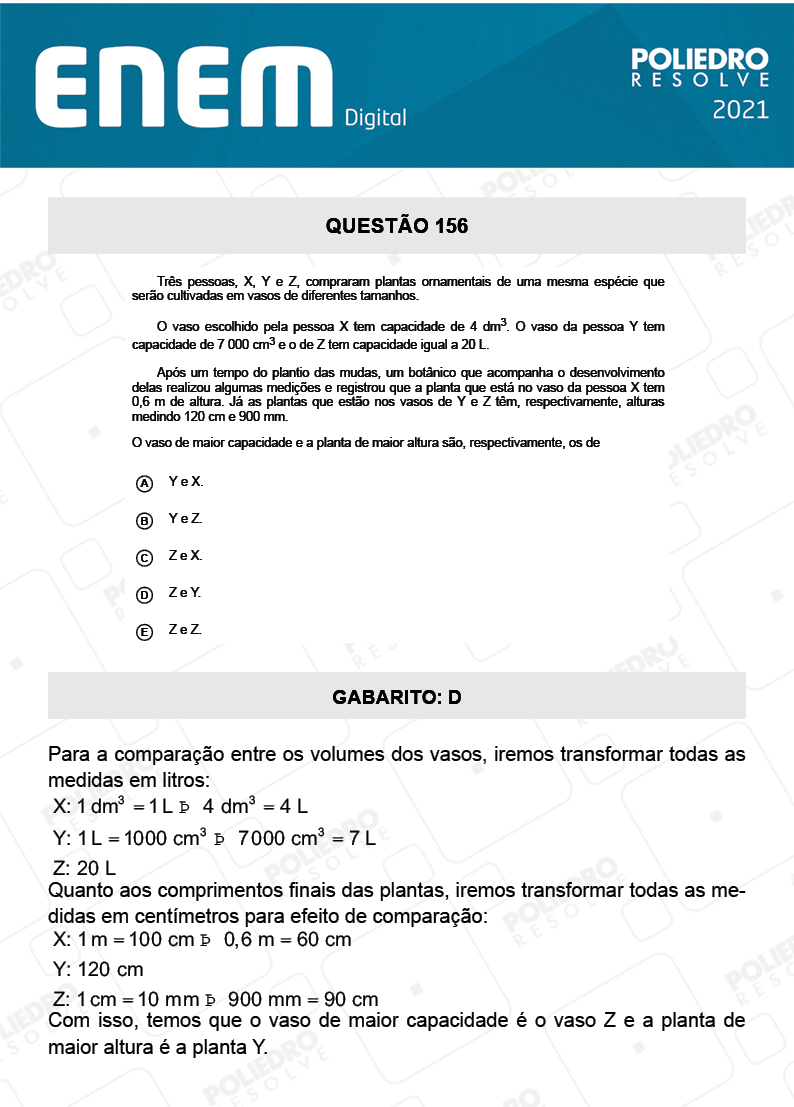 Questão 156 - 2º Dia - Prova Rosa - ENEM DIGITAL 2020