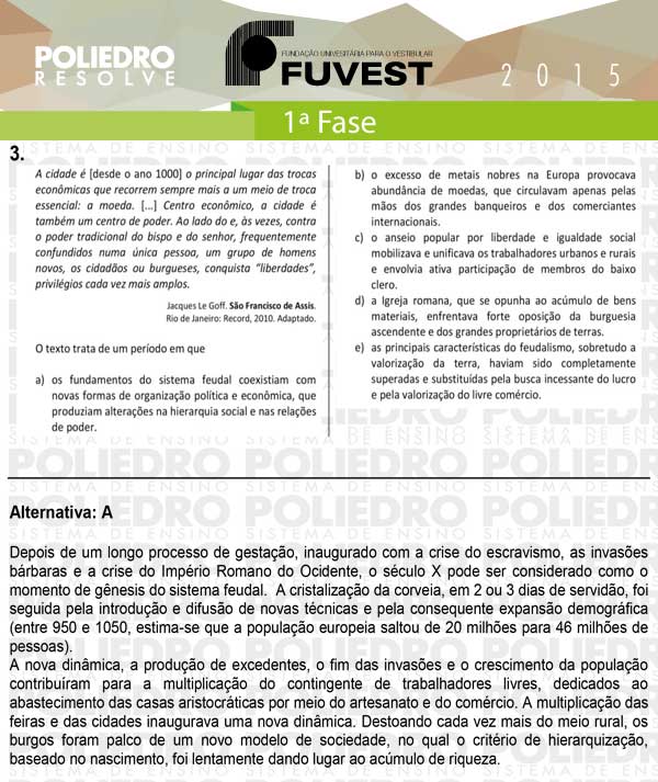 Questão 3 - 1ª Fase - FUVEST 2015