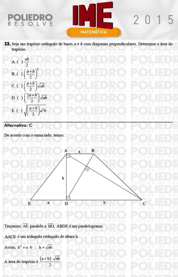 Questão 13 - Objetiva - IME 2015