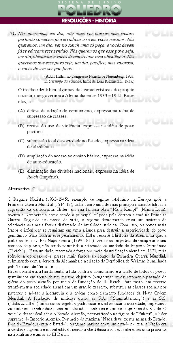 Questão 72 - Conhecimentos Gerais - UNIFESP 2009