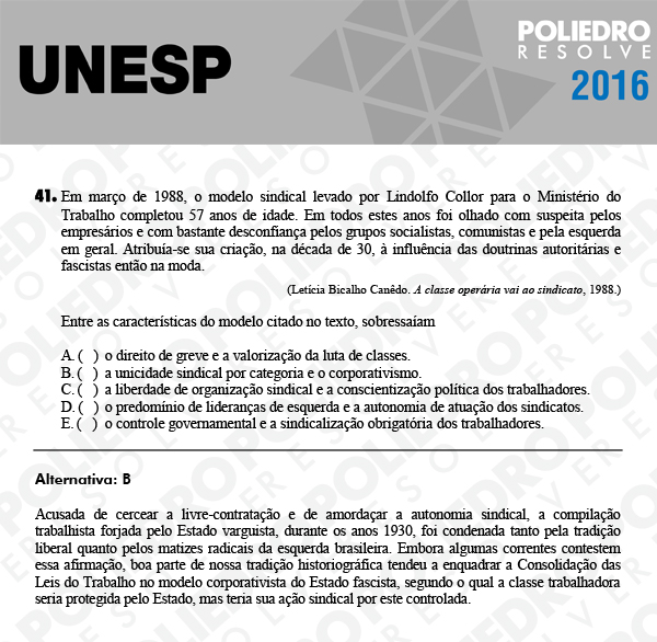 Questão 41 - 1ª Fase - UNESP 2016