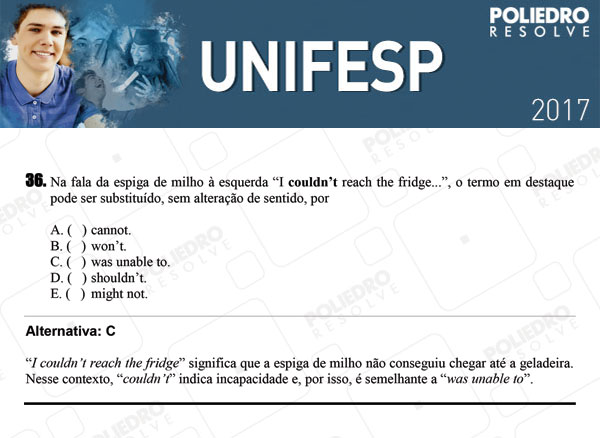 Questão 36 - 1º dia - UNIFESP 2017